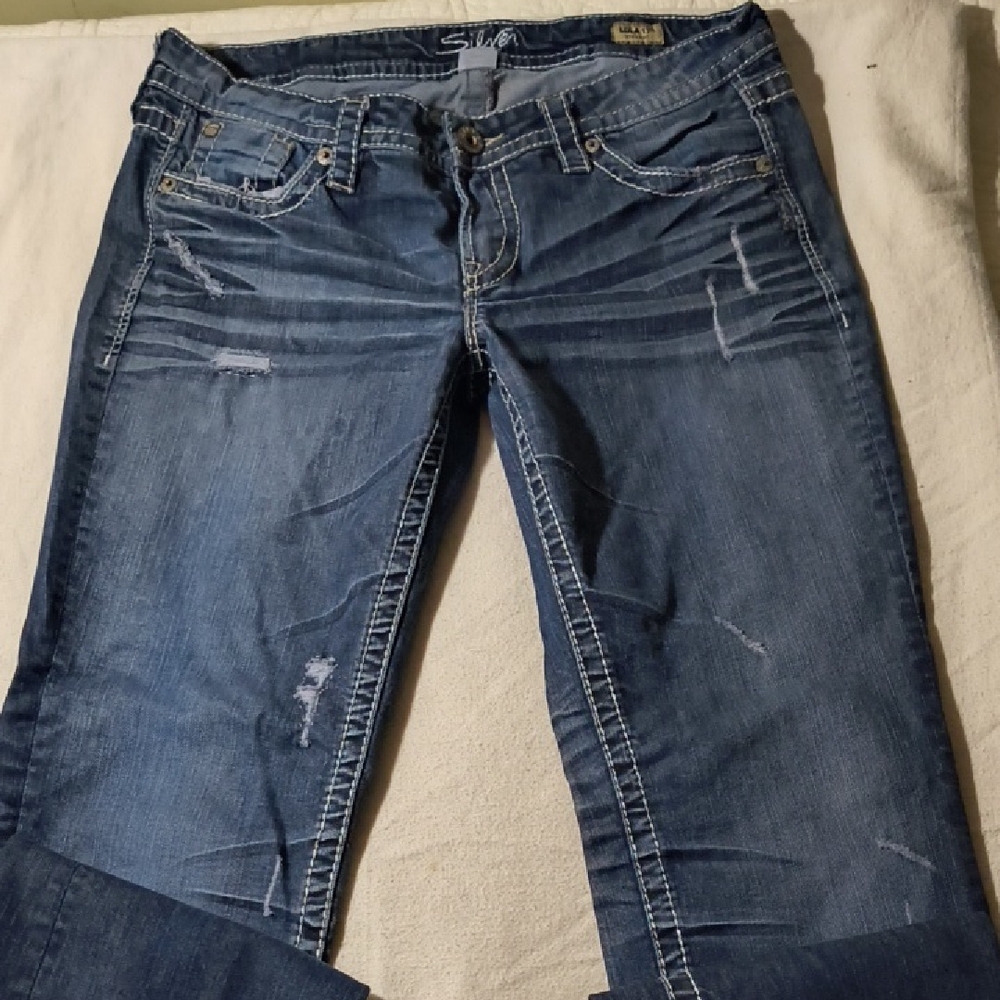 Silver Jeans Women's Distressed Blue Skinny Jeans